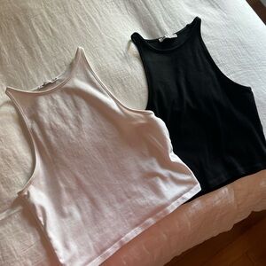 Classic Black and White Women's Crop Tank Tops